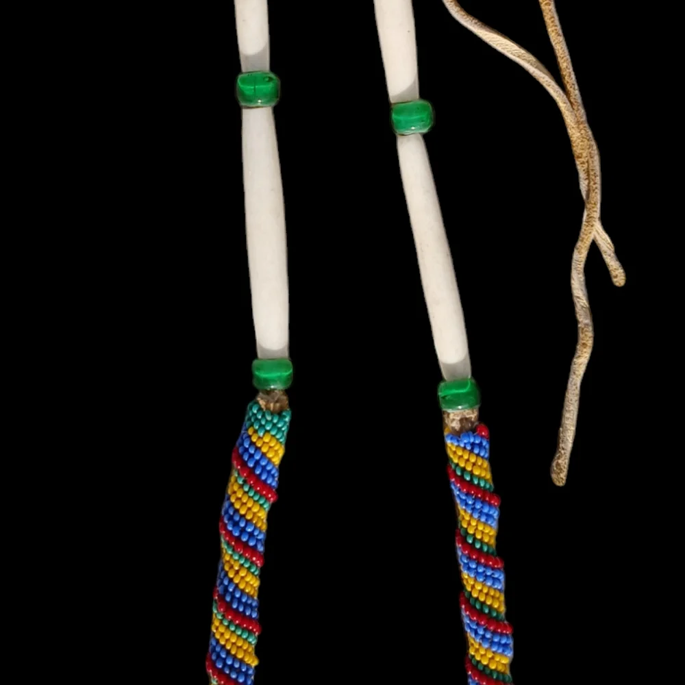 Handcrafted Bone & Beaded Necklace Tribal Boho Statement Jewelry